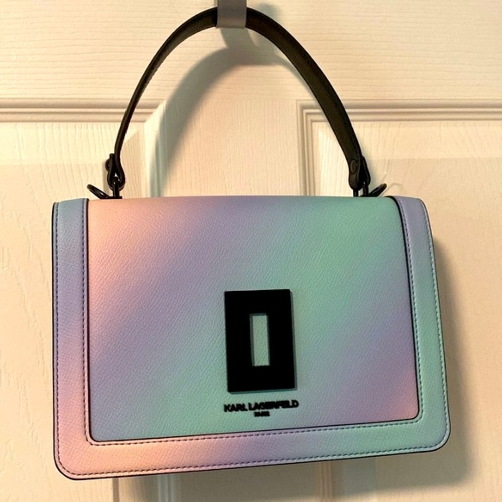 BNWT KARL LAGERFIELD SIMONE Blue and Purple Crossbody Satchel Bag